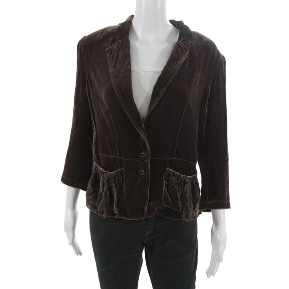 Ralph Lauren Polo Jeans Womens Basic Jacket Brown Rayon 3/4 Sleeve Size M
